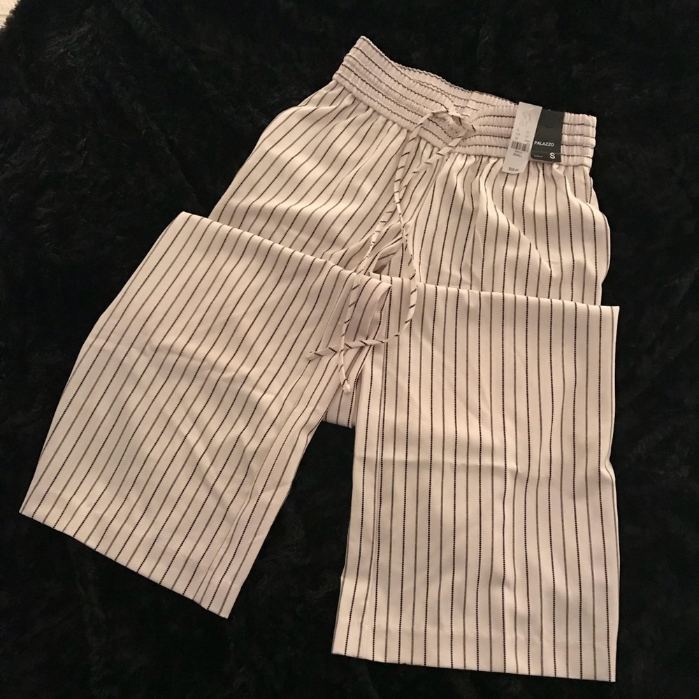 White and Black Stripped Palazzo Pants